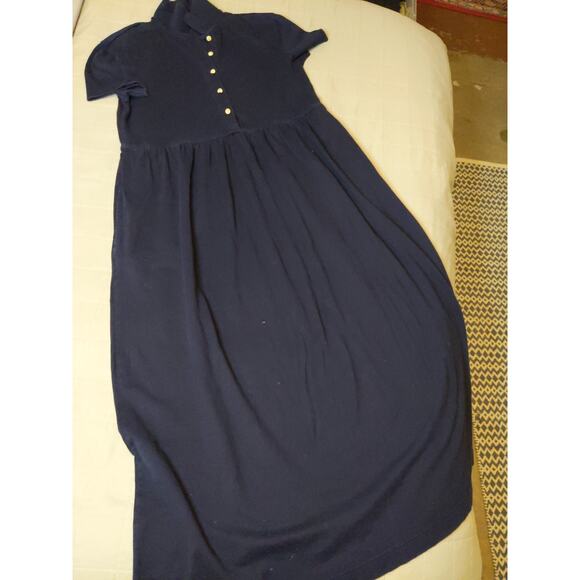 Eddie Bauer Womens S/P Navy Blue Cotton Polo Midi Dress Button Front - Picture 5 of 8